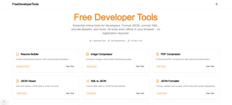 FreeDeveloperTools.com banner
